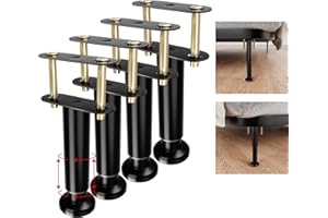 RUIRU BRO Adjustable Bed Frame Support Legs,Metal Bed Center Slat Heavy Support Leg,UPGRADE Under Bed Support, Bed Slat Reinforcement Kit,Bed Support Legs for Bed Frame Replacement,More Stable, More Quiet(4pcs)
