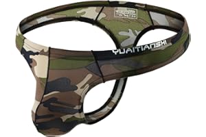 MuscleMate Men's Camouflage Thong Underwear, Men's Hot Camouflage Thong G-String Underwear, Stretchy and All-day Comfort.