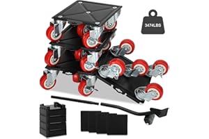 LUNARLIPES Upgrade Large Furniture Dolly 5 Wheels Heavy Duty, Furniture Movers Sliders Carbon Steel Panel, Five Free Locking 360° Rotating Rubber Universal Wheels,Maximum Load 3474LBS