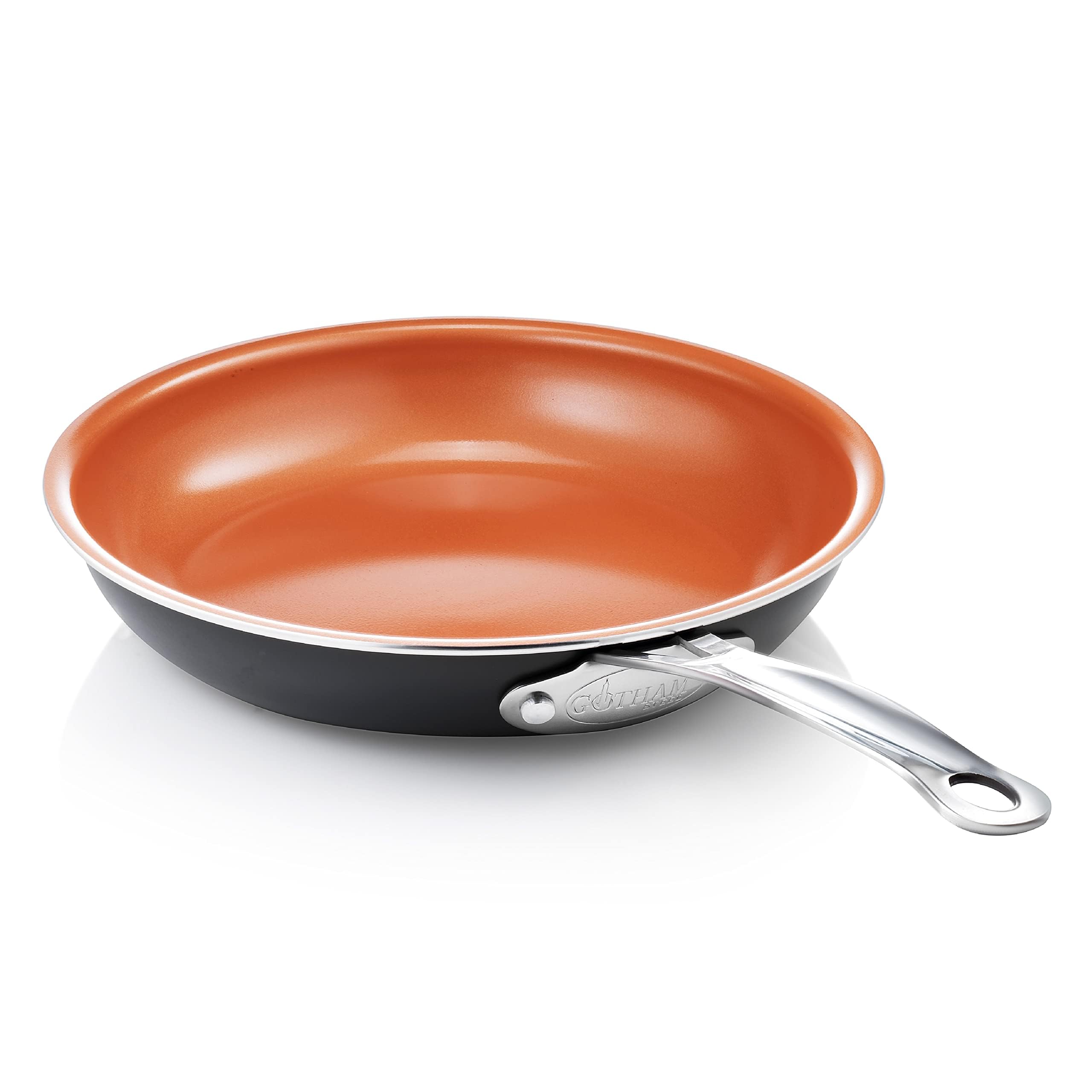 Photo 1 of Gotham Steel 9.5 Inch Copper Non Stick Frying Pans, Ceramic Non Toxic Frying Pans Nonstick Skillet Made Without PFOA PFOS, Lightweight, Stay Cool Handle, Oven and Dishwasher Safe