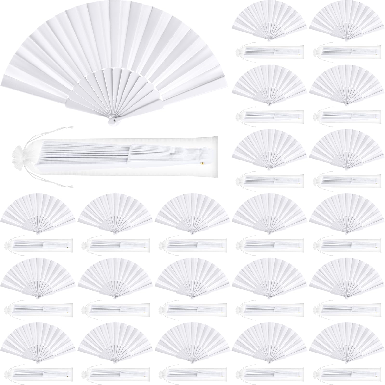 Photo 1 of Blulu 30 Pack 9 Inch Clapping Fans for Line Dancing Bulk Foldable Silk Fabric Foldable Line Dance Popping Fan Boots on The Ground Hand Fan for Women Men Wedding Party Gifts (White)