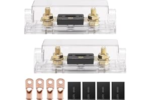 UOIENRT 2-Pack ANL Fuse Holder Kit for 0/2/4 Gauge Wire, Includes 80A Fuses & Waterproof Insulated Cover - for Car Audio Ampl