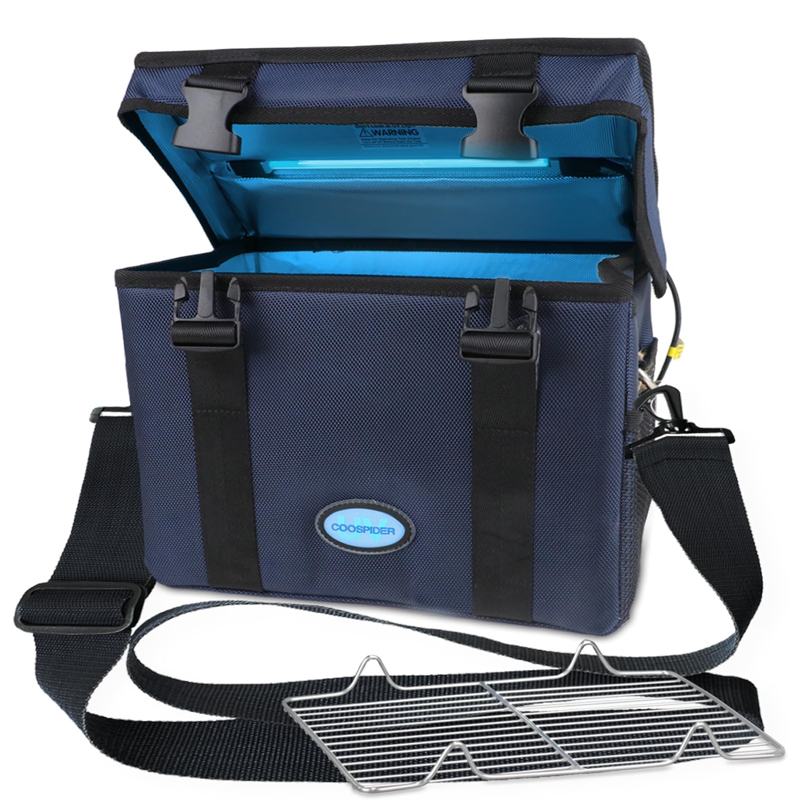 3 Gallon Large-powerful UV Light Sanitizer Box, Portable Foldable Cleaner and Sanitizing Machine with 3-level Timer, UV Cleaner Bag for Key, Towel, Mask Cleaning Machine USB Wall Plug-in Charging Blue