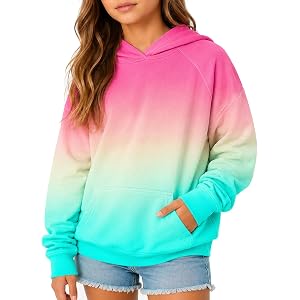 Hoodies For Teen Girls Cute Oversized Gradient Sweatshirts Long Sleeve Pullover Fall Winter Clothes Size 5-16 Years