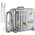 KOREDA Compatible with AirPods 4 Case Cover, Funny Suitcase Design Case for Airpods 4th Generation 2024, Cute Fashion Protective Hard Case with Cleaner Kit & Keychain (Silver)