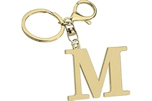 SUWEIBUKE Stainless Steel Gold Letter A-Z Keychain for Women Men, Initial Letter Pendant with Key Ring, Charms for Key Backpack Bag