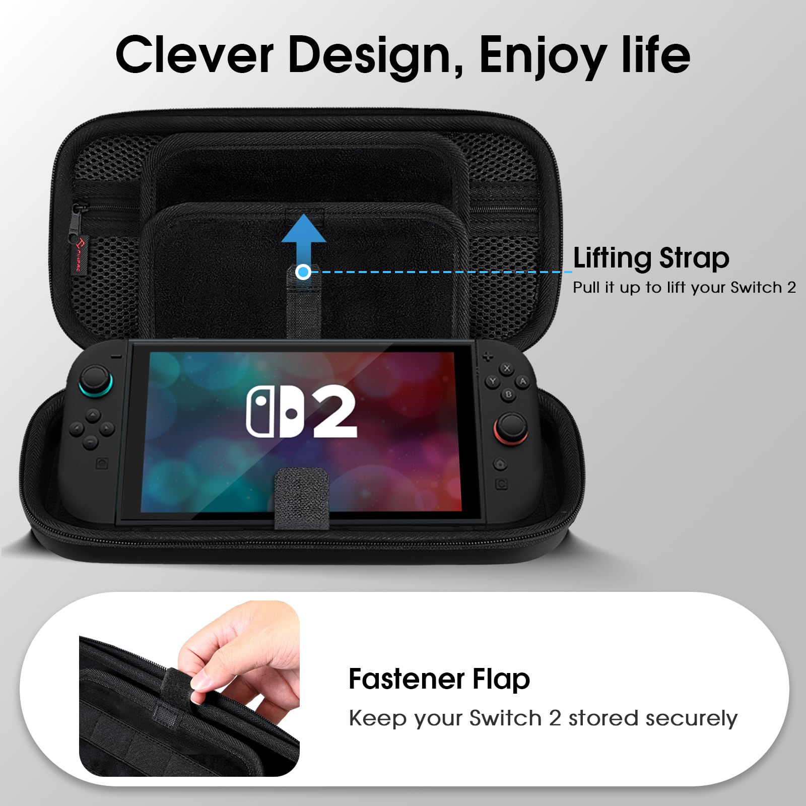 FINTIE Tasche für Nintendo Switch 2(2025) - Tragetasche Aufbewahrungstasche Hülle Case mit Spielkartenhaltern und Innentasche für Nintendo Switch 2 Konsole und Zubehör, Schwarz 4