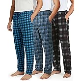 Real Essentials 3 Pack: Men's Fleece Pajama Pants Loungewear Soft PJ Bottoms Sleepwear with Pockets (Big & Tall Available)