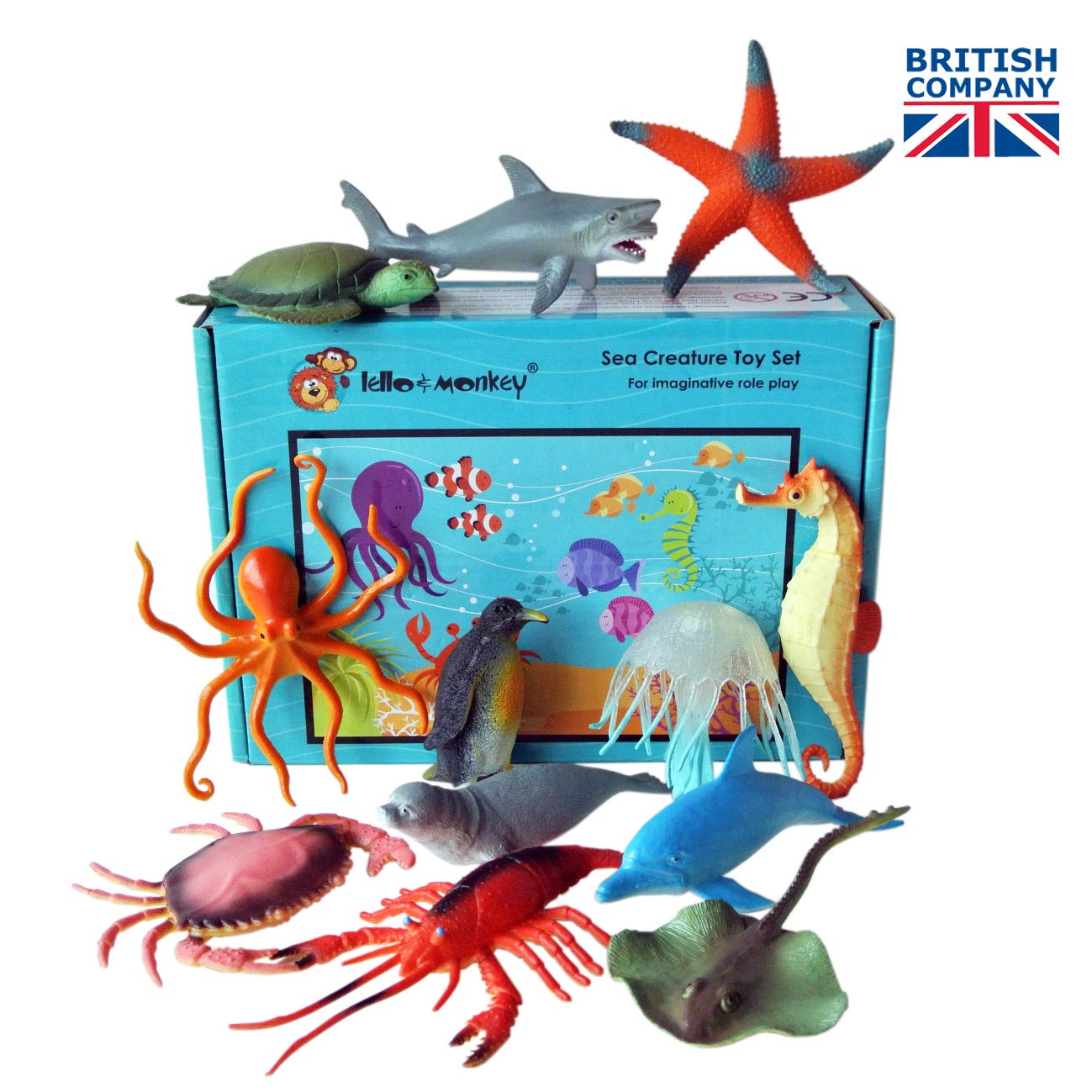 Lello & Monkey Sea Creature Toy Animal Figures set of 12 boxed Buy Online in United Arab