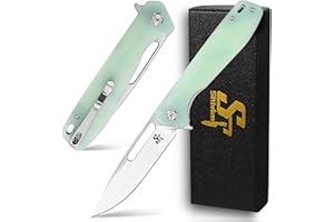 Sitivien ST801 Folding Knife,8Cr18Mov Steel Blade with G10 Handle Pocket Knife EDC Tool Knife for Outdoor Survival, Camping, Hiking,Hunting(Jade) …