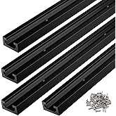 Seekliny 4pcs T-Track Woodworking 48 inch Double Cut Black with Screws for Universal T-Track Intersection Kit Accessories