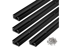 Seekliny 4pcs T-Track Woodworking 48 inch Double Cut Black with Screws for Universal T-Track Intersection Kit Accessories