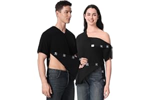APRBARK Magnetic Buttons Post Shoulder Surgery Recovery Shirt for Men V-Neck Tear Away Adaptive Chemo Port Clothing for Women