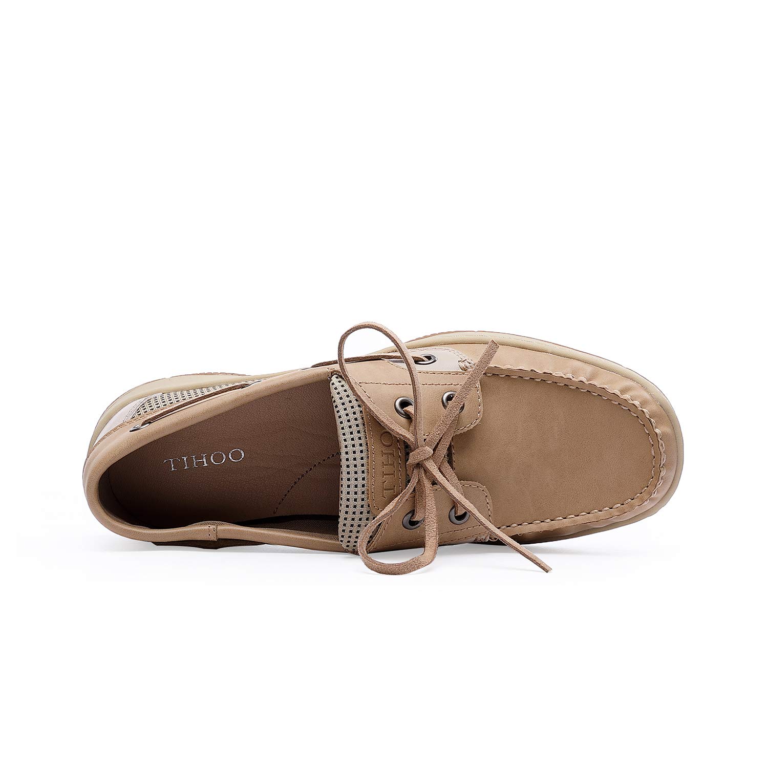 Tihoo Women\'s Comfortable Walking Loafer Slip On Casual Boat Shoe (8 M US, Oat)