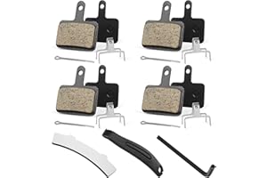 AUGHOA 4 Pairs Bike Brake Pads, Resin Semi-Metallic MTB Disc Brake Pads, with Installation Tools, Suitable for E-Bike, Fit for Tektro Shimano TRP M520 M510 MT200 Deore Br-M575 T615 T675