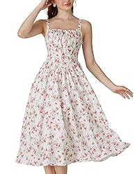 Floral Corset Dress for Women Midi Ruched Bust