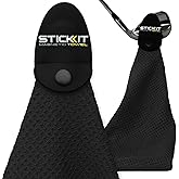 STICKIT Magnetic Towel, Black | Top-Tier Microfiber Golf Towel with Deep Waffle Pockets | Industrial Strength Magnet for Strong Hold to Golf Carts or Clubs