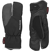 SEALSKINZ Barwick Waterproof Extreme Cold Weather Cycle Split Finger Glove, Black/Grey, L