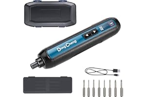 DONG CHENG DongCheng 4V Cordless Electric Screwdriver, 2000mAh Battery Powered Rechargeable Screwdriver with 3 Torque Setting Up to 5N.m, 300RPM, Dual LED Lights, 8pcs 2-Inch Magnetic Screw Bits for Home DIY
