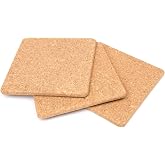 Fox Run Square Cork Trivets for Dishes, Pots, Pans and Plants, 7" x 0.5" Thick, Set of 3 Hot Pads