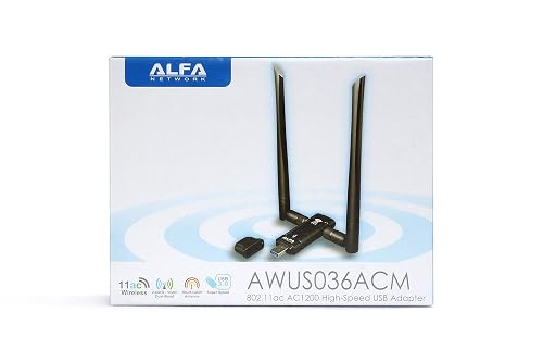 ALFA Network Adaptateur WiFi USB Double Bande AC1200 Antenne Externe - Longue Portée, Compatible Windows, MacOS Et Kali Linux