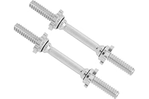 Yes4All Pair of Threaded Dumbbell Handles with Collars 14/16/18/24 inch, Chrome/Rubber Grip, Fit 1”/ 1.15" Plates, Weight Bar Connector