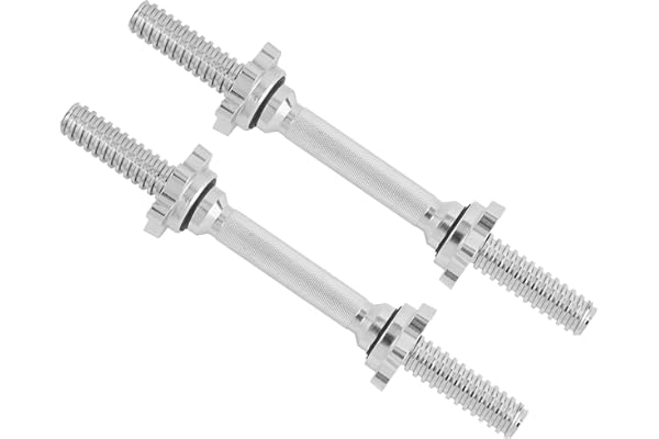 Yes4All Threaded Dumbbell Handles, 14/16/18/24 Inch Dumbbell Bar Pair, Chrome/Rubber Grip, Fit 1” or 1.15" Plates, 4 Star-Loc