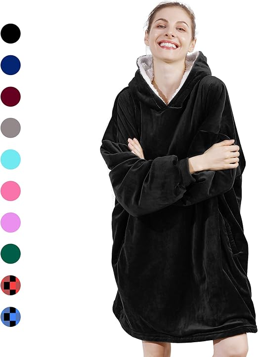 Amazon Com Amyhomie Blanket Sweatshirt Oversized Sherpa Hooded Sweatshirt Wearable Fleecehug Hoodie Blanket With Pocket For Adults Kids Teen Home Kitchen
