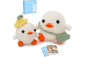 CROCHETBOX Crochet Kit for Beginners: Ducks Crochet Kit for Adults, Learn to Crochet, Include Easy to Use Yarn, Step-by-Step Video, Patterns, Thanksgiving Christmas Birthday Gift