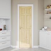 24x80 Interior Wood Door Slab,6-Panel Pine Solid Core Doors,Bedroom Door | Unfinished Stainable Knotty Single Door Panel, Natural Wood Door Slab, for Home Pantry Closet as Prehung, Pocket, Barn Doors