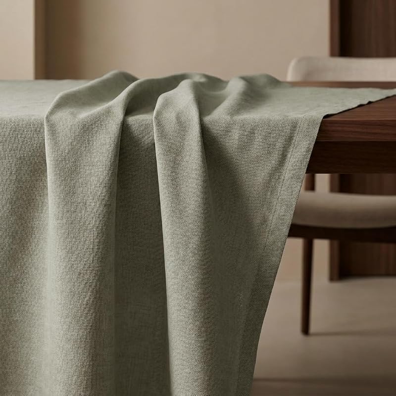 Mantel Antimanchas Tacto Tela Extrasuave, Mesa Rectangular, Algodón Impermeable, 140 x 180 cm (Liso, Verde)
