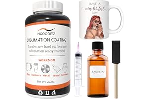 NGOODIEZ Sublimation Coating - 250ml Universal Coating Kit for Mugs, Tumbler, Ceramics, Wood, Glass, Metal - Sublimation Liquid Coating, Durable, High Gloss Finish - Sublimation Supplies and Accessories Kit