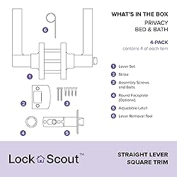 Lock Scout Straight Lever with Square Trim Bedroom
