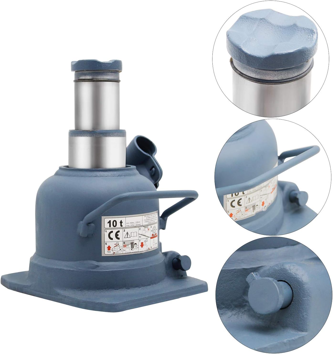 BAOSHISHAN 10 Ton Low Profile Bottle Jack Double Ram 4-7/8’’ to 8-7/8’’ Lifting Range Hydraulic Jack: Home Improvement