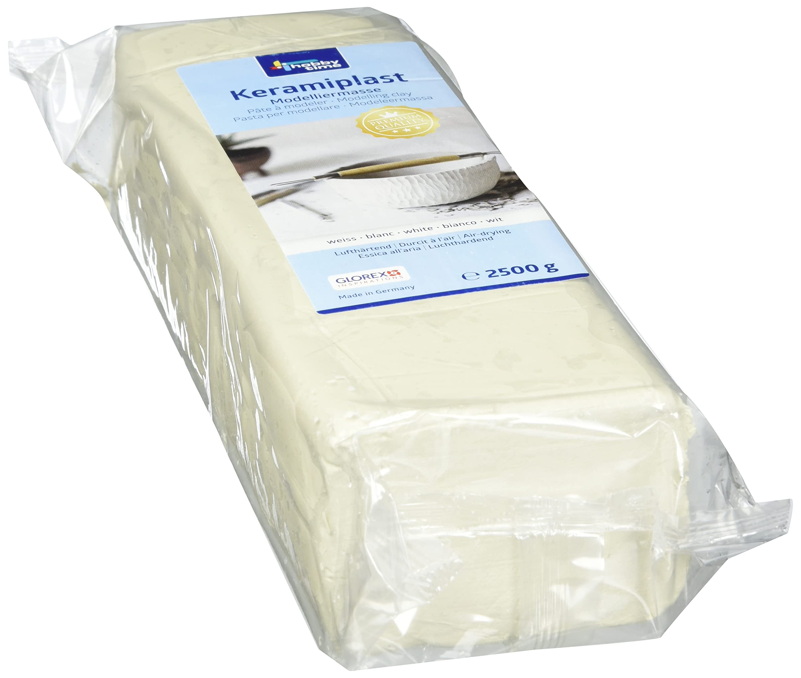 Glorex 68070237 Keramiplast Modelling Compound Modelling Clay, 998 g, Brown, White, 2500 g