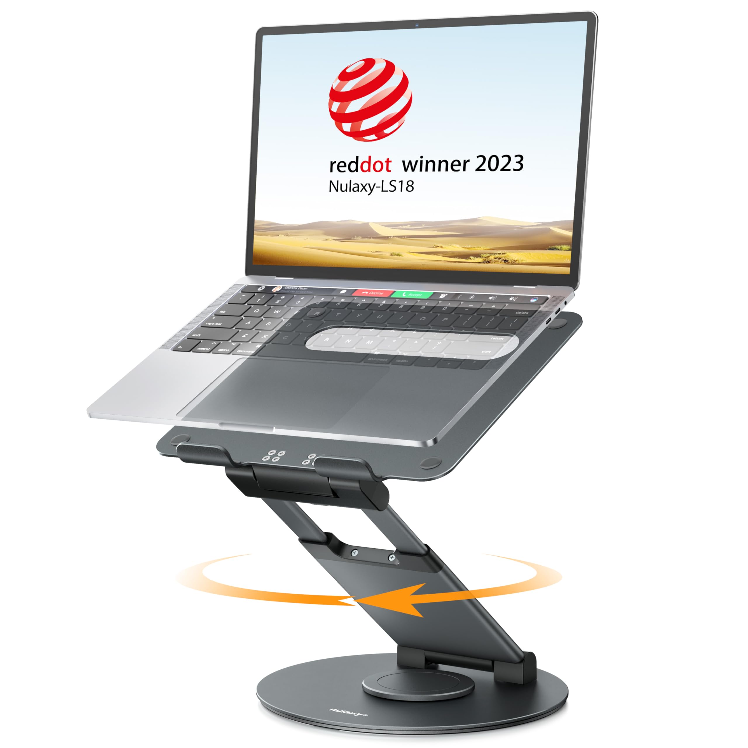 Photo 1 of Nulaxy Telescopic 360 Rotating Laptop Stand for Desk Adjustable Height Swivel Pull Out Design Ergonomic Laptop Riser Standing Desk Converter Fits All 10-17" Laptops Computer MacBook, Gray