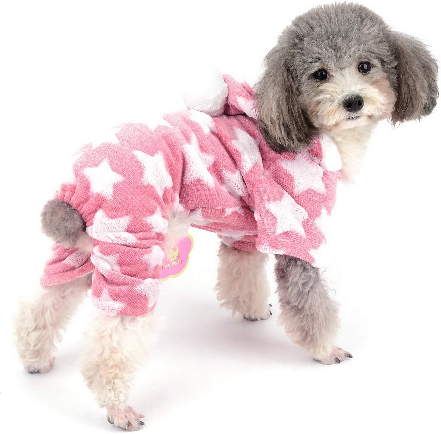 Zunea Small Dog Pyjamas Jumpsuit Puppy Hoodie Coat Clothes for Dogs Girl Boy Winter Warm Pajamas Outfits Overall Jumper Soft Pet Apparel Pink S (Pls Check the Size of Chest and Back Before Order) - Image 3