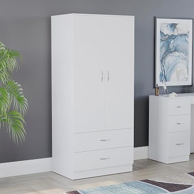Vida Designs Riano Wardrobe 2 Door 2 Drawer White 170H x 76W x 53D