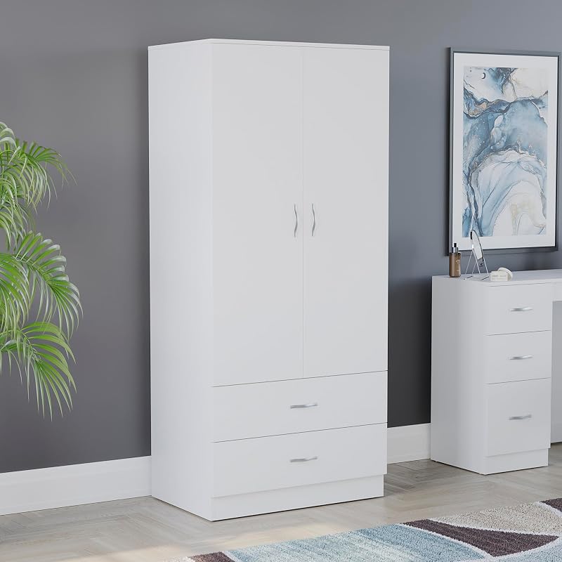 Vida Designs Riano Wardrobe 2 Door 2 Drawer White 170H x 76W x 53D