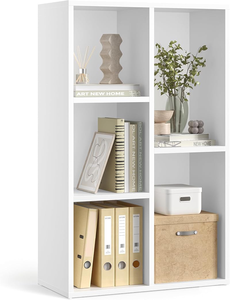 VASAGLE Cloud White 5-Compartment Bookcase LBC25WT 24x50x80 cm
