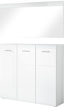 Germania 2-TLG. Garderoben-Set 8543-84 GW-Adana in Weiß, mit Hochglanz Fronten, 134 x 200 x 36 cm (BxHxT)
