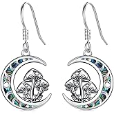 Mushroom Earrings 925 Sterling Silver Mushroom Moon Dangle Earrings Mushroom Jewelry Gifts for Women