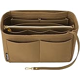 OPPOSHE Purse Organizer Insert for Handbags, Softened Felt Bag Insert Organizer for Tote, Compatible with LV, Coach, MK, Kate Spade, Goyard, Longchamp (Brown, Large)
