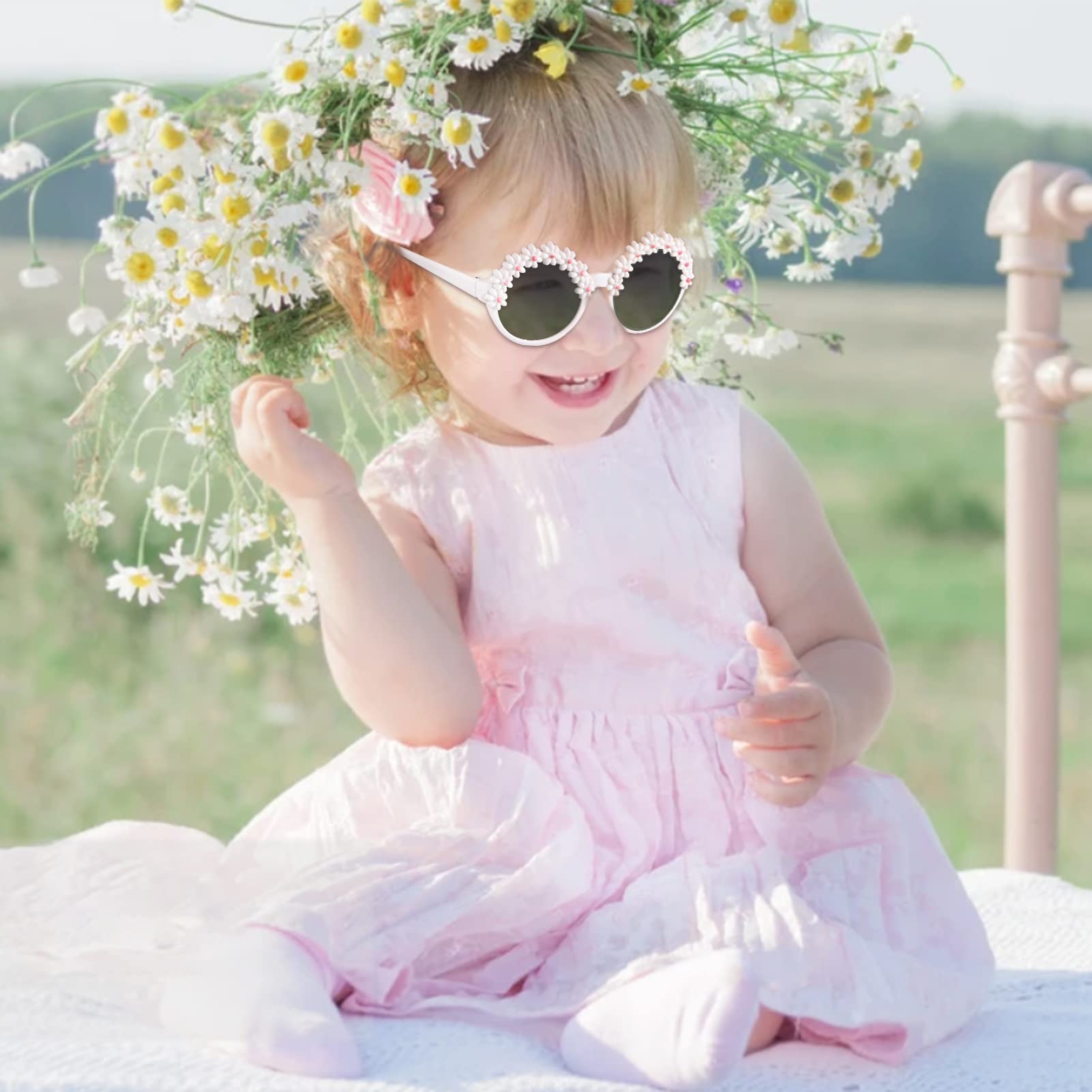 3-Pairs Gift Kids Sunglasses Girls, Cute Flower Frame Cartoon UV400 Glasses, Toddler Sunglasses for Ages 3-10