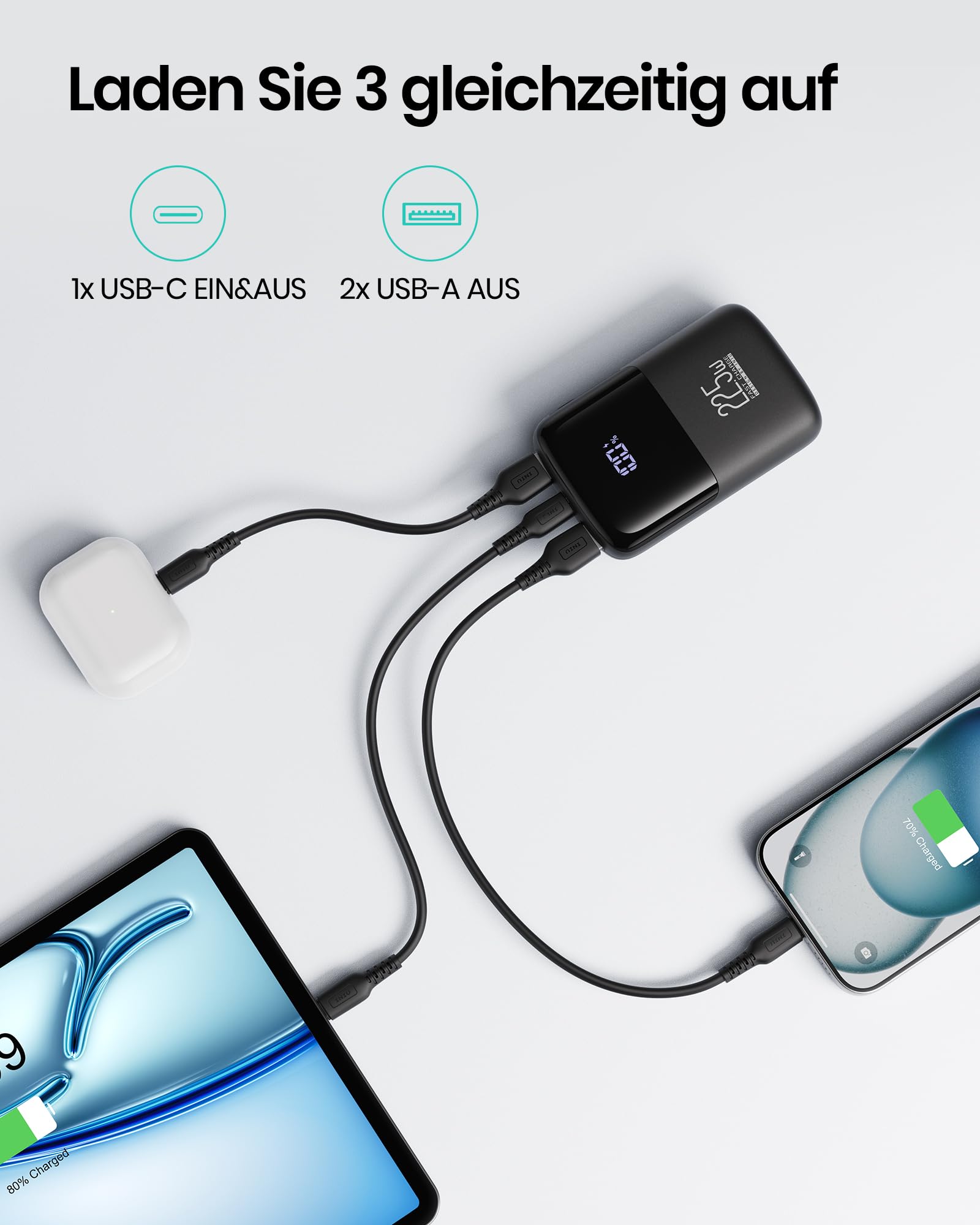 INIU Power Bank, 22.5W Fast Charging 10000mAh PowerBank Klein Aber Stark, PD3.0 QC4.0 USB C Input&Output Externe handyakkus für iPhone 17 16 15 14 13 12 Pro Max Mini Plus Samsung S23 AirPods iPad etc 6