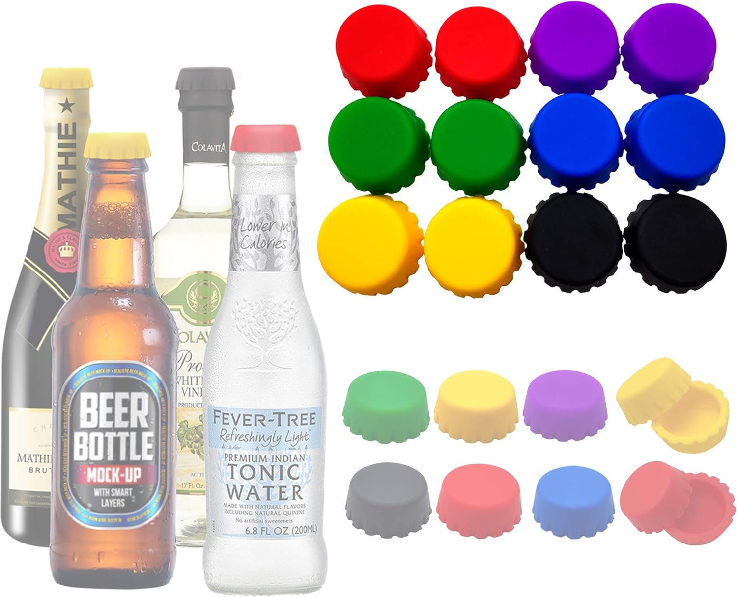 Beer Bottle Caps, Beer Saver Silicone Bottle Caps Reusable Bottle Stopper, Cola Soda