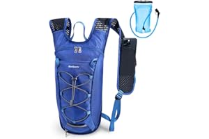 Blue Quartz Hydration Backpack with 2L Water Bladder, Hiking Water Backpack for Women Men, Lightweight Cycling Daypack with P