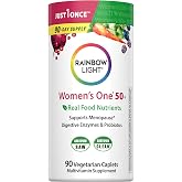 Rainbow Light Womens One + Multivitamin 50 Plus | 90 Caplets | Supports Menopause | Real Food Nutrients, Digestive Enzymes &amp; Probiotics