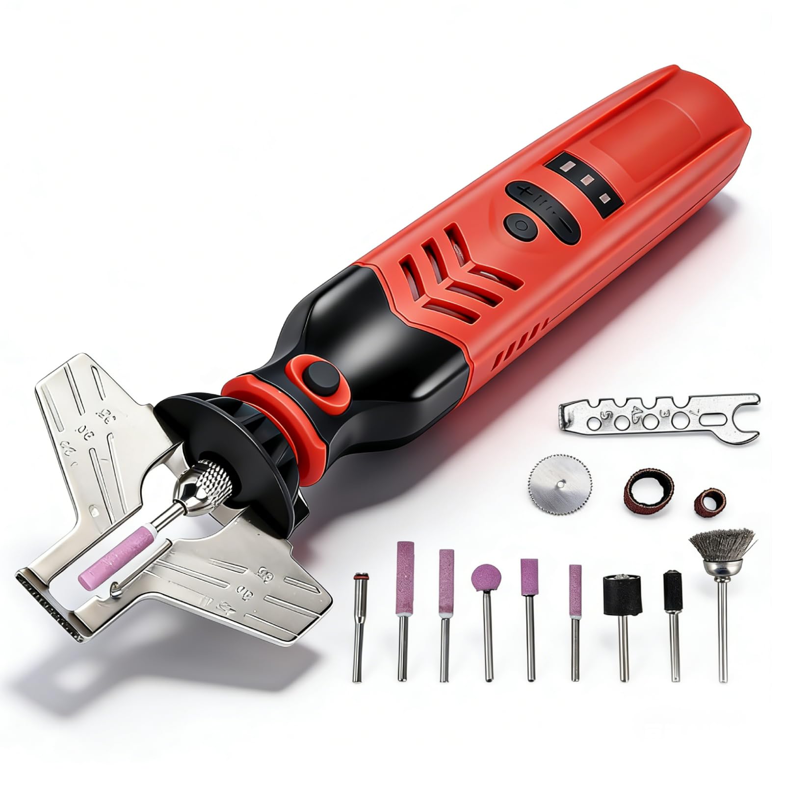 Nimomo Chainsaw Sharpener Cordless Saw Sharpener Cordless DC3.6V Cordless Saw Sharpener Kit Handheld Chainsaw Sharpening Kit Red Chain Saw Sharpen Tool Set