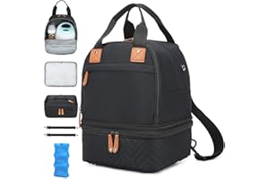 SLINRKE Breast Pump Bag for Spectra S1/S2 - Spectra Pump Bag with Ice Pack & Waterproof Mat, Portable Breast Milk Cooler Case for Work, Travel and Family Use, Black